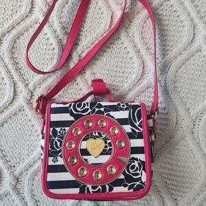 NEW Betsey Johnson Black White Rotary Phone Shoulder/ Crossbody/ Handbag